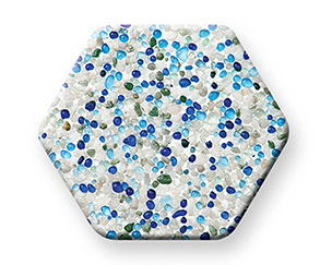 PebbleBrilliance pool finish hexagon swatch with tiny infused stones in various colors