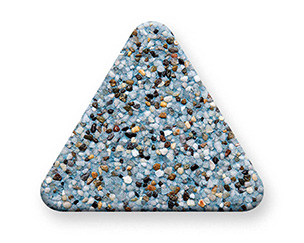 PebbleSheen pool finish triangular swatch with tiny stones in various colors