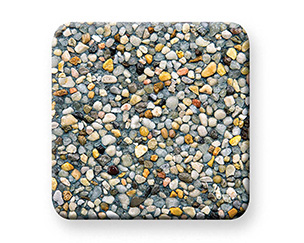 PebbleTec pool finish square swatch with small stones in various colors