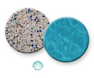Pebble Breeze Sample Finish with water color and Shimmering Sea icon - Silver Sea