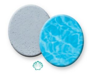 Pebble Fina Sample Finish with water color and Shimmering Sea icon - Bella Blue