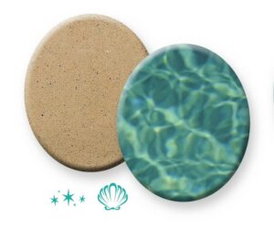 Pebble Fina Sample Finish with water color and Shimmering Sea icon - Egyptian Sands