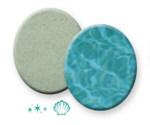 Pebble Fina Sample Finish with water color and Shimmering Sea icon - Fresca Verde