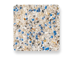 Pebble Technology White Satin Pool Finish Sample with Blue Accents