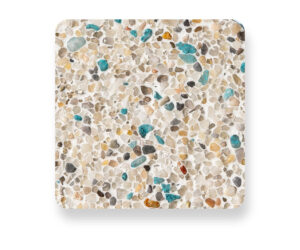 Pebble Technology White Satin Pool Finish Sample With Green Accents