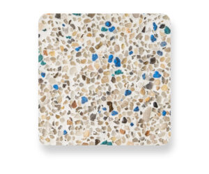 Pebble Technology White Satin Pool Finish Sample with Green and Blue Accents